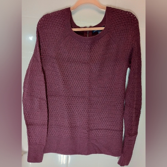 American Eagle Waffle Knit Maroon Sweater Large - Picture 1 of 7